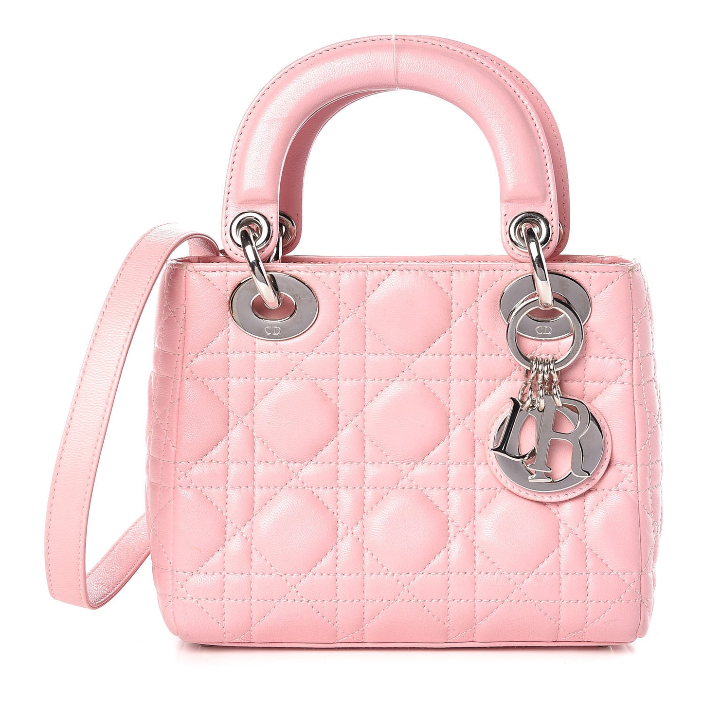 Lambskin Cannage Mini Lady Dior Rose Clair