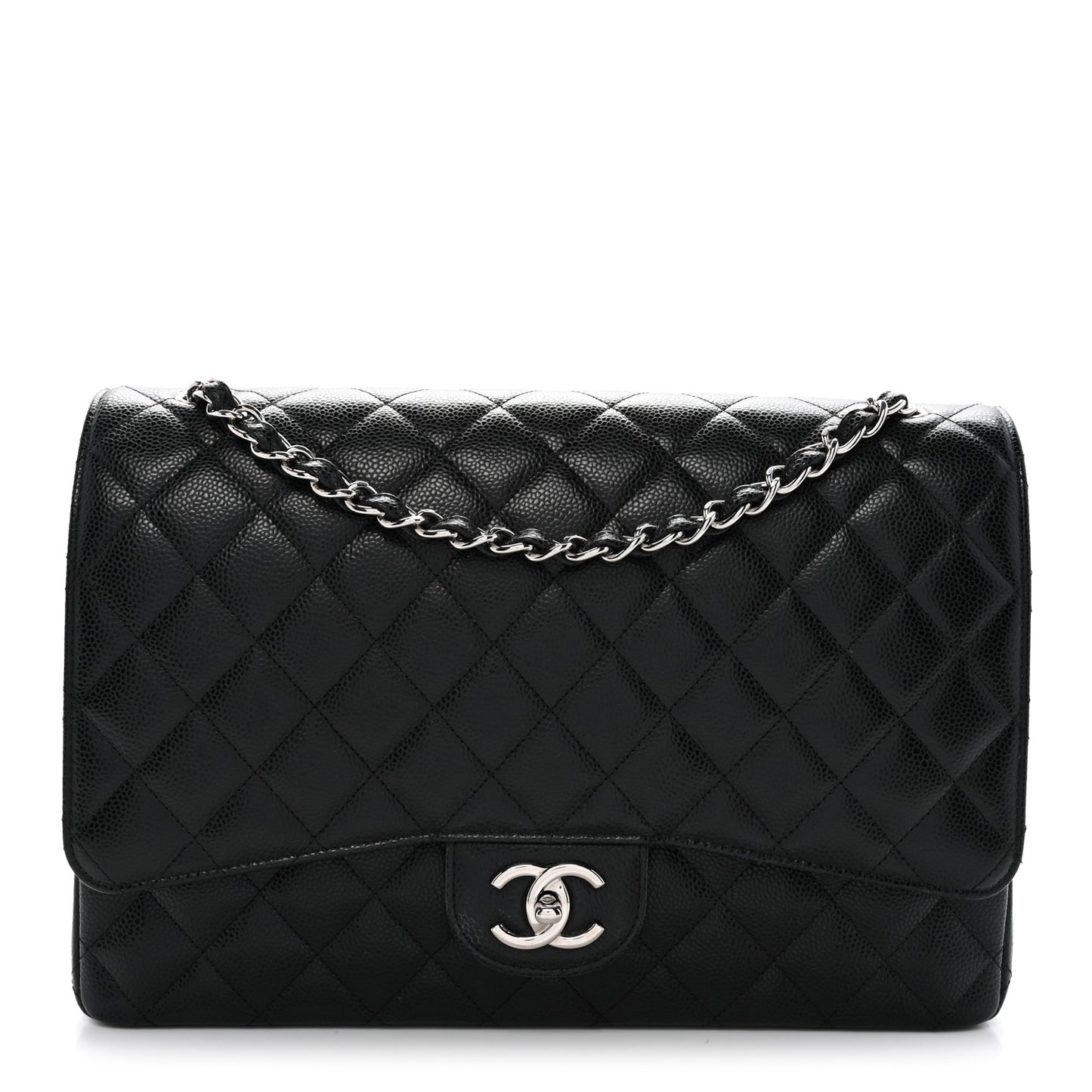 Caviar Quilted Maxi Double Flap Black