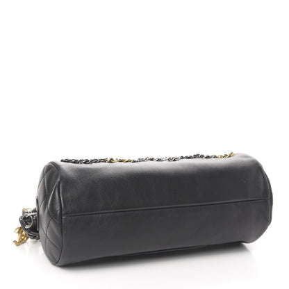 Chanel Calfskin Chain 20s Signature Bowling Bag Black 4 of 11