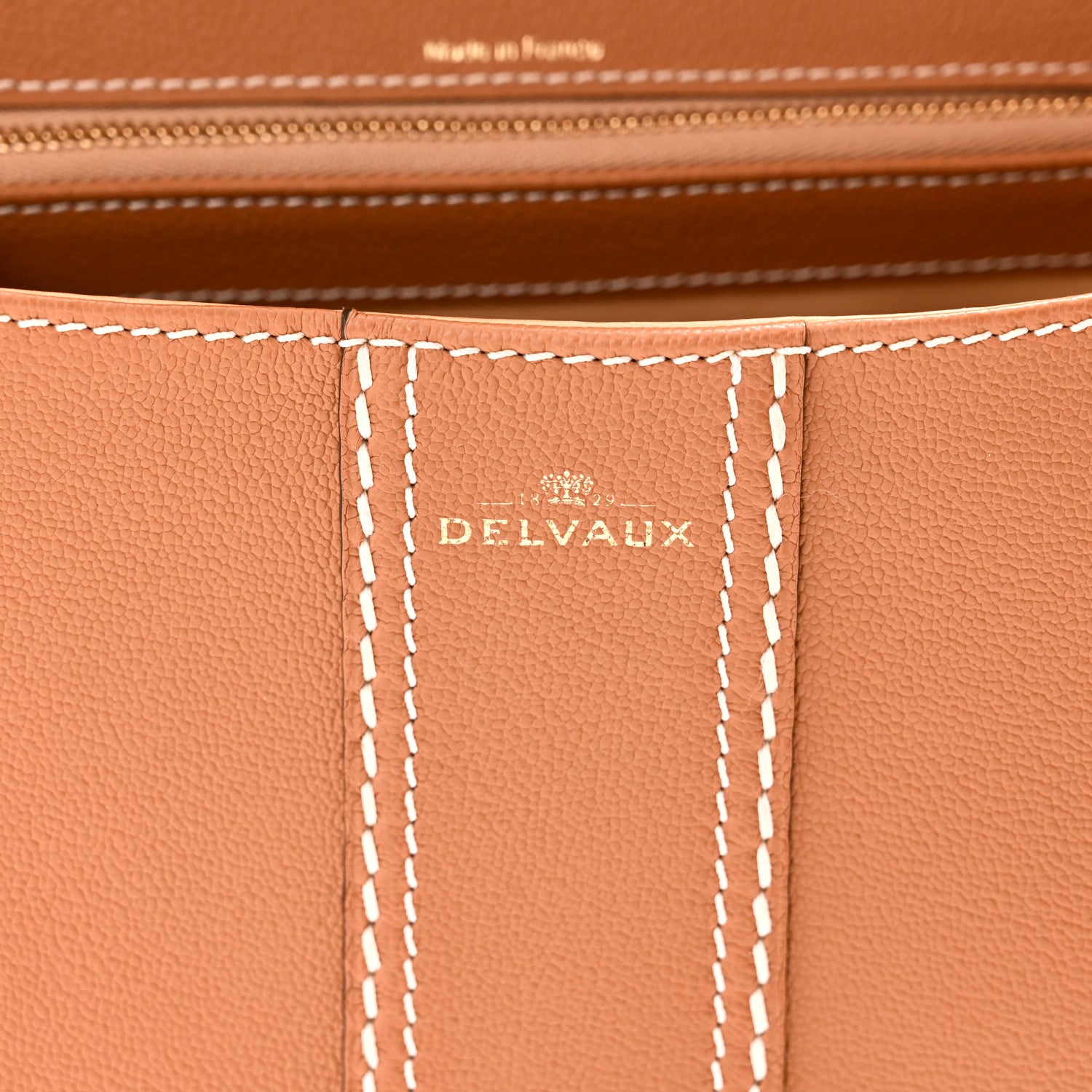 Delvaux Grained Calfskin Rodeo Surpique MM Brillant Satchel Vegetal Ivory 6 of 10
