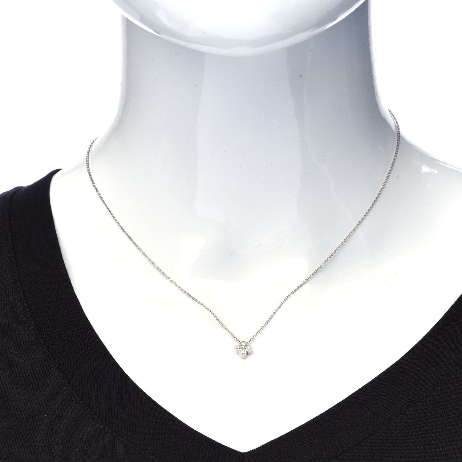 Tiffany Platinum Diamond .10ctw Flower Pendant Necklace 2 of 6