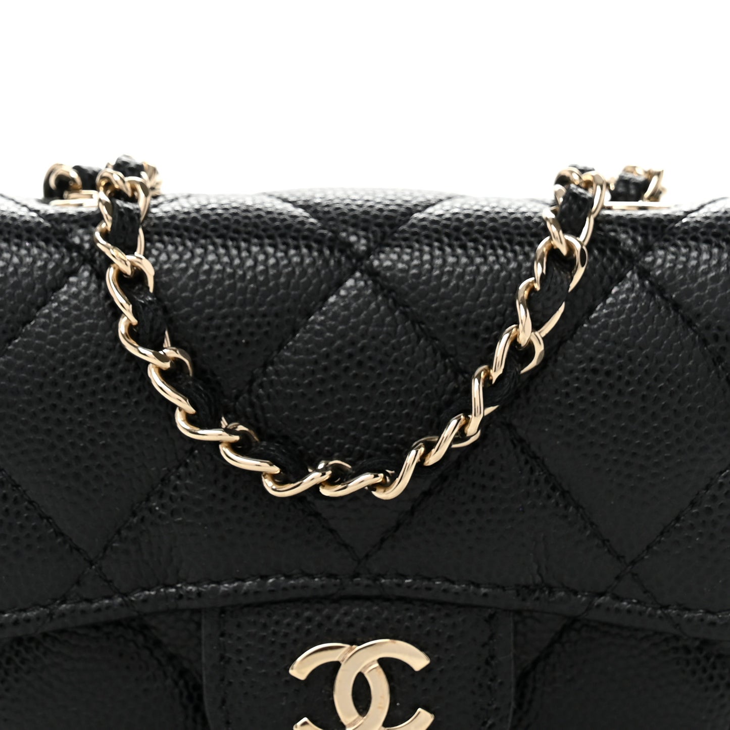 Caviar Quilted Mini Chain Belt Bag Black