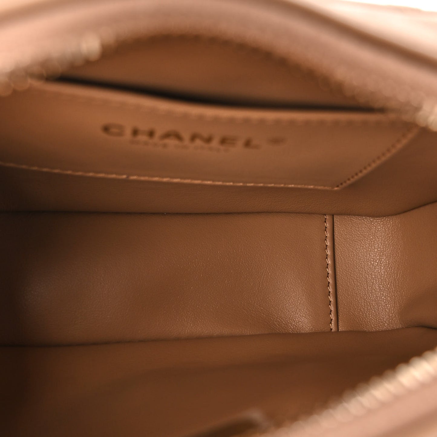 Lambskin Quilted CC Pearl Crush Camera Case Beige