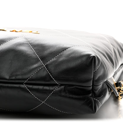 Chanel Shiny Calfskin Stitched Quilted Chanel 22 Backpack Black 10 of 11