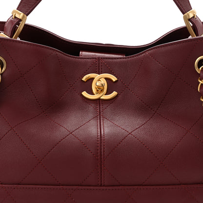 Chanel Calfskin Quilted Small Coco Base Shopping Bag Burgundy 8 of 10