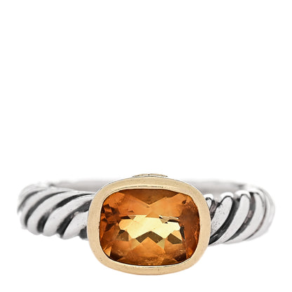David Yurman Sterling Silver 18K Yellow Gold Citrine 8mm Noblesse Ring 52 6 1 of 6