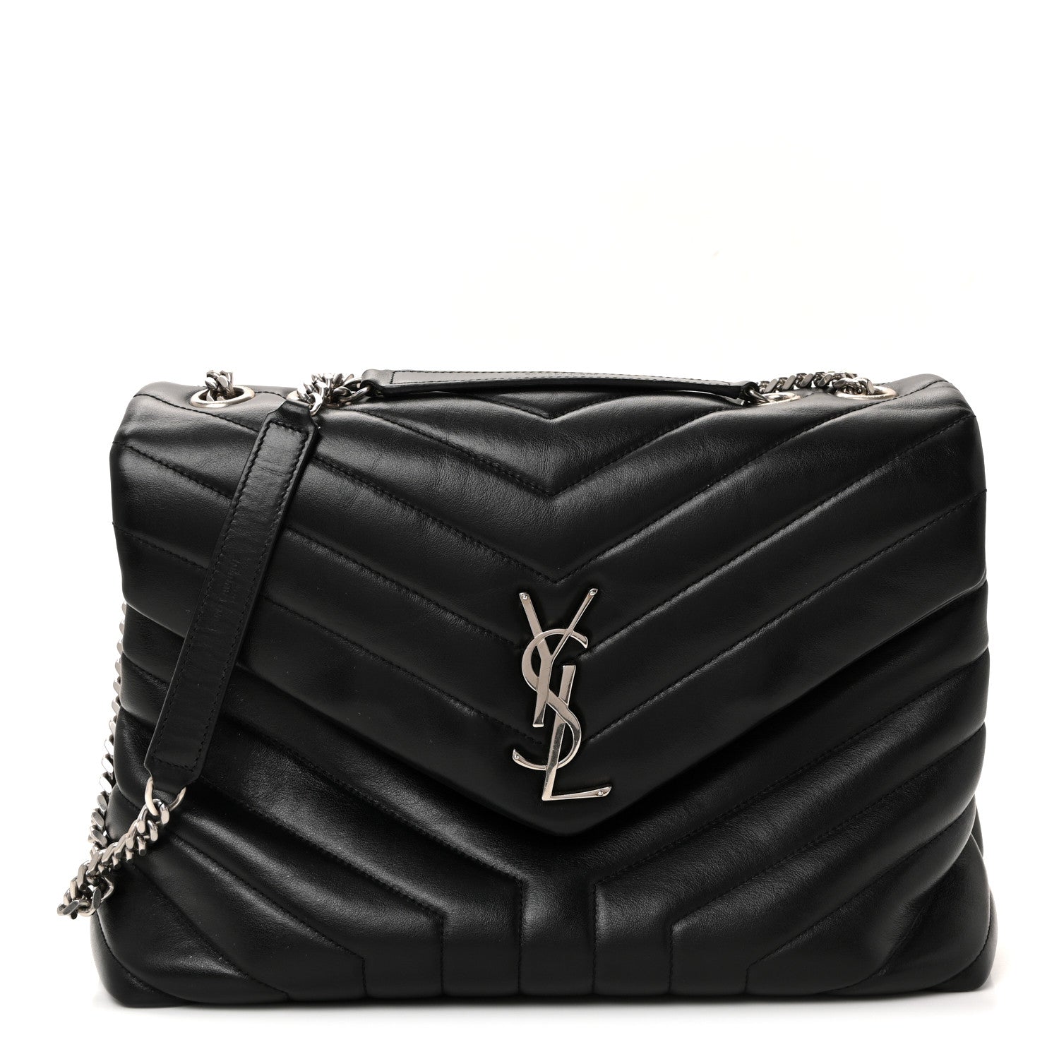 Saint Laurent Calfskin Y Quilted Monogram Medium Loulou Chain Satchel Black 1 of 9