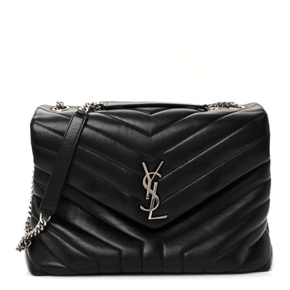 Saint Laurent Calfskin Y Quilted Monogram Medium Loulou Chain Satchel Black 1 of 9