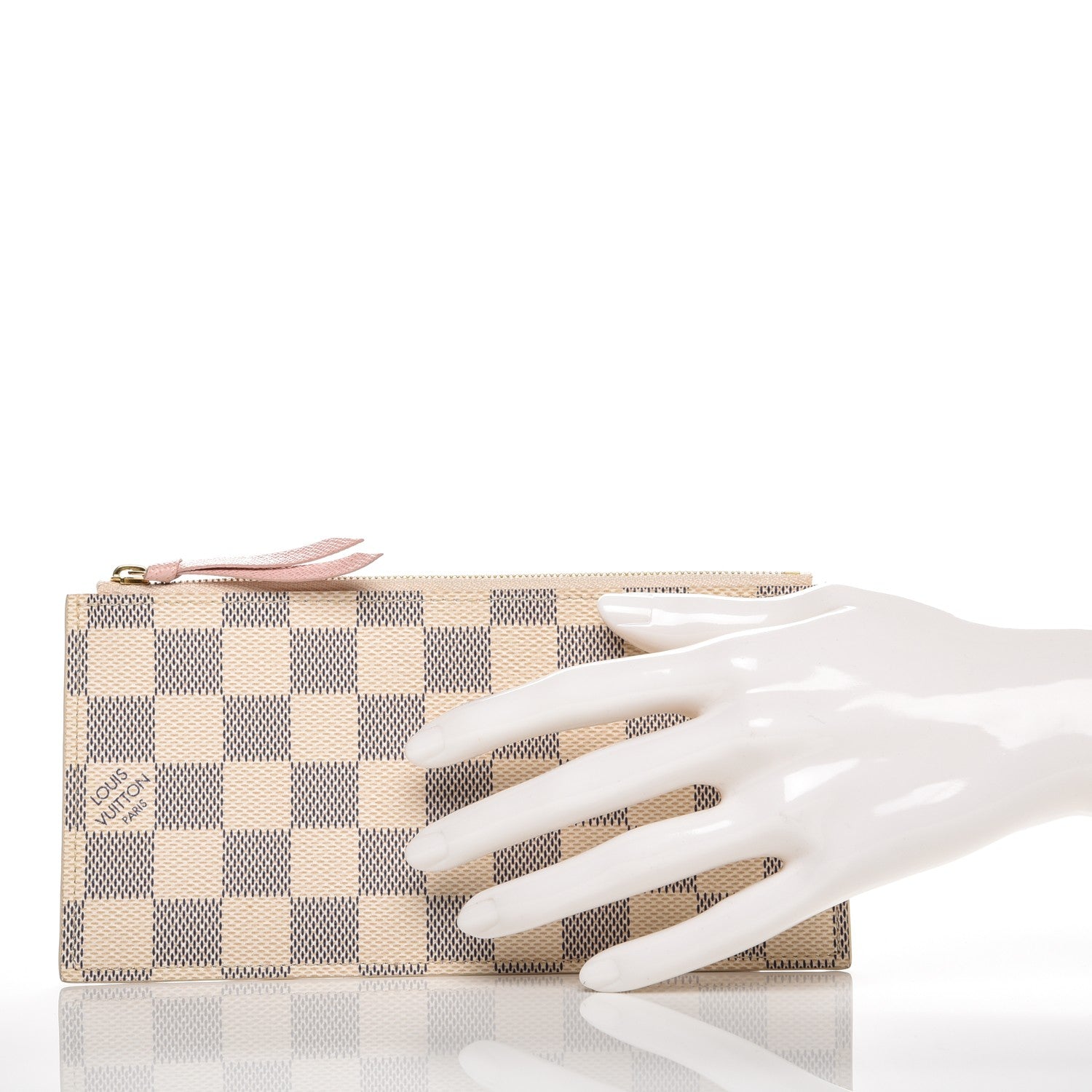 Louis Vuitton Damier Azur Felicie Chain Wallet Zippered Insert Rose Ballerine 2 of 6