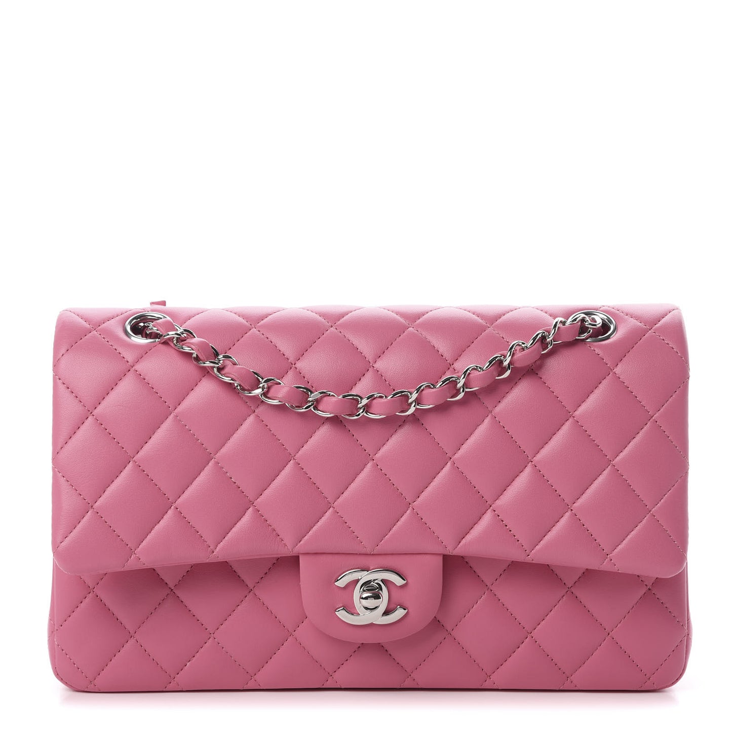 Lambskin Quilted Medium Double Flap Pink