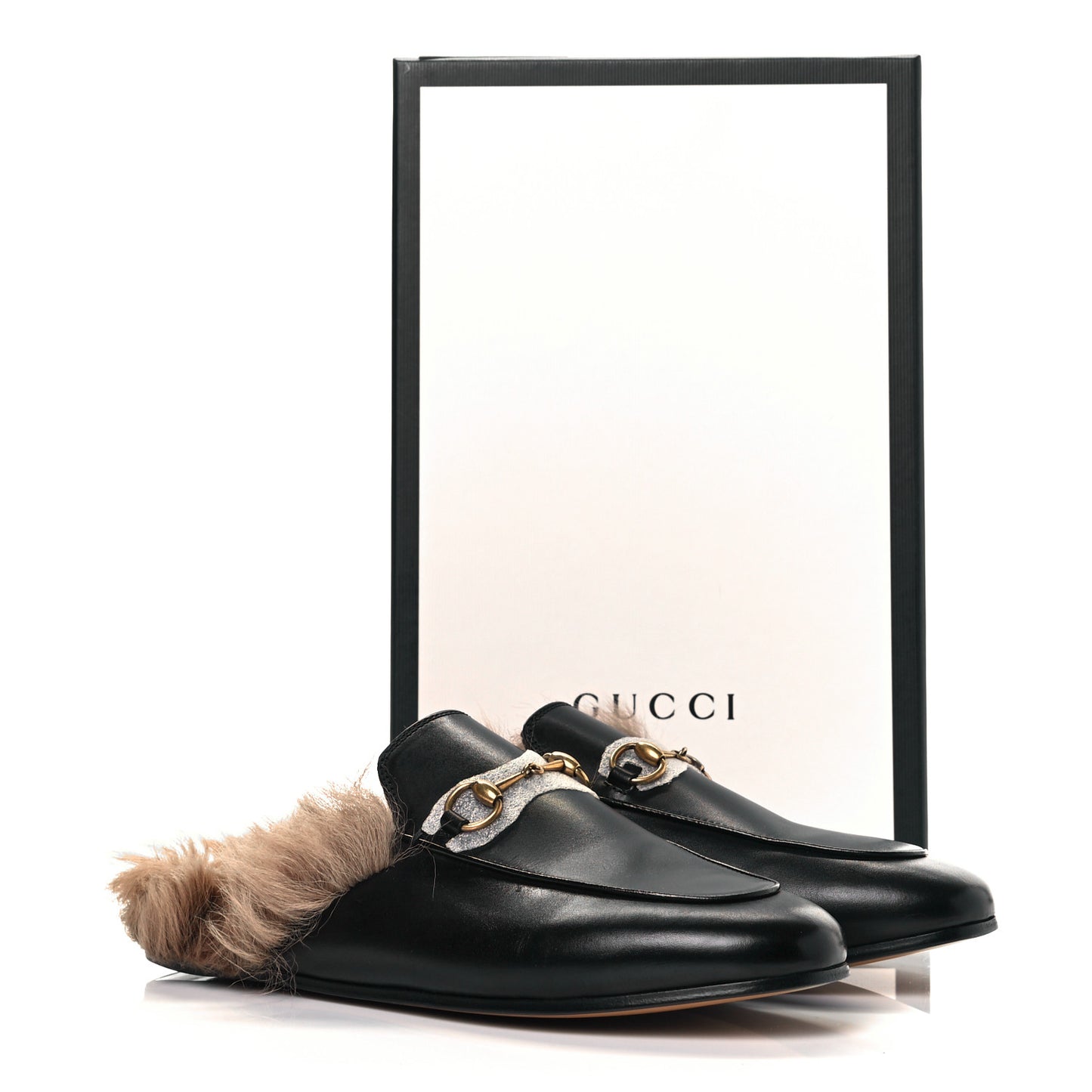 Calfskin Fur Womens Princetown Slippers 39 Black