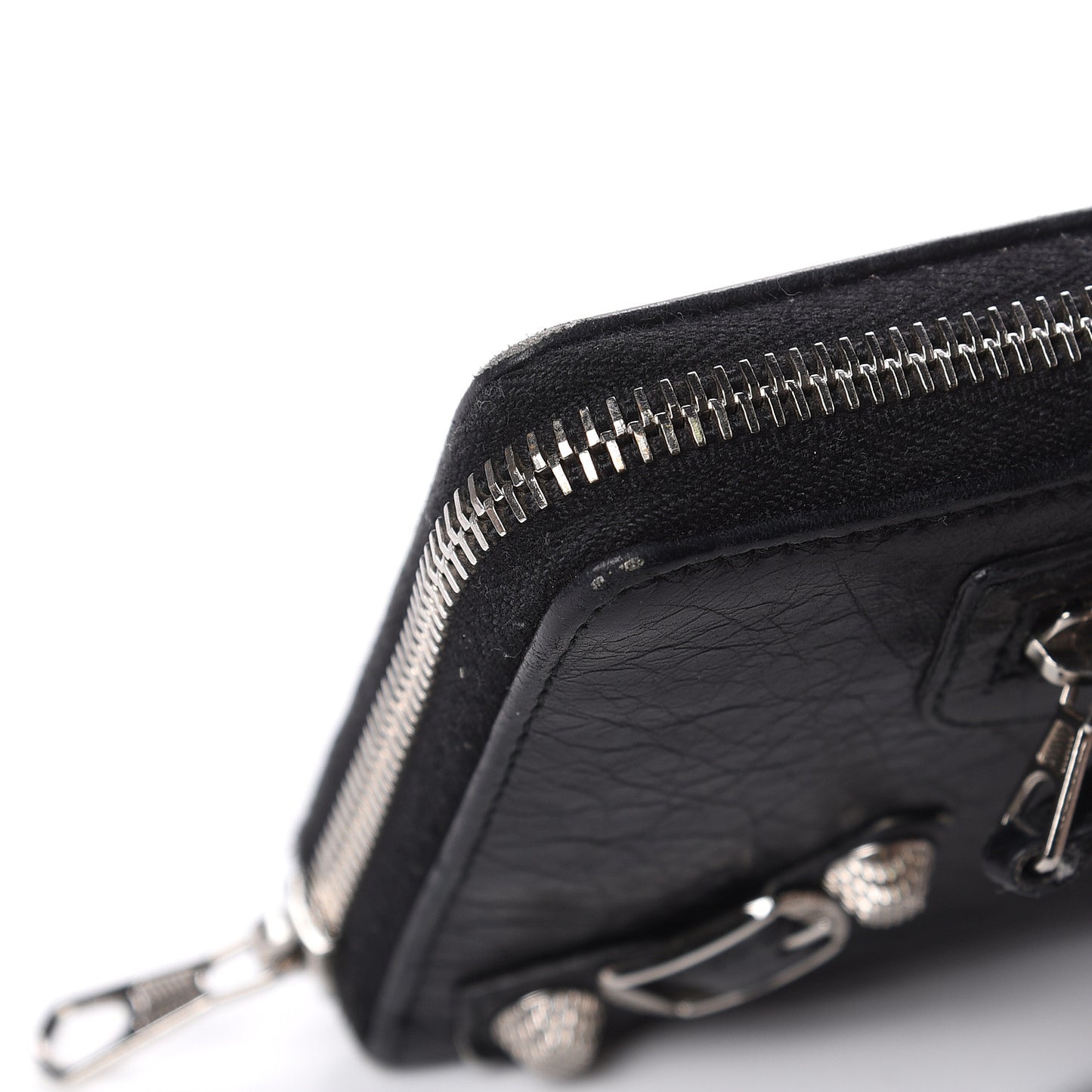 Agneau Giant 12 Silver Hardware Continental Zip Around Wallet Black