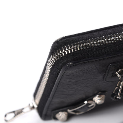 Balenciaga Agneau Giant 12 Silver Hardware Continental Zip Around Wallet Black 11 of 13