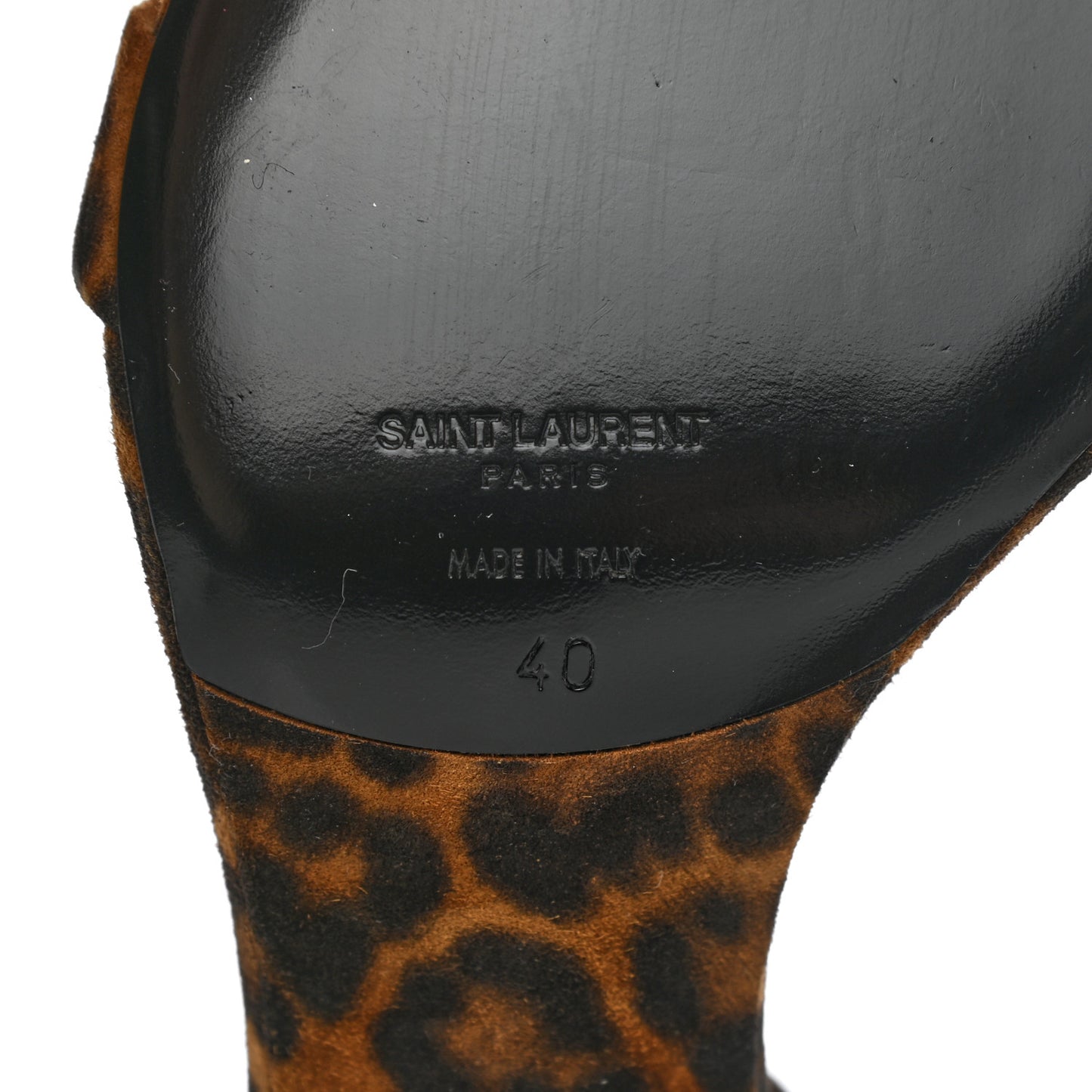 Calf Hair Leopard Print Amber 105 Ankle Strap Sandals 40 Brown