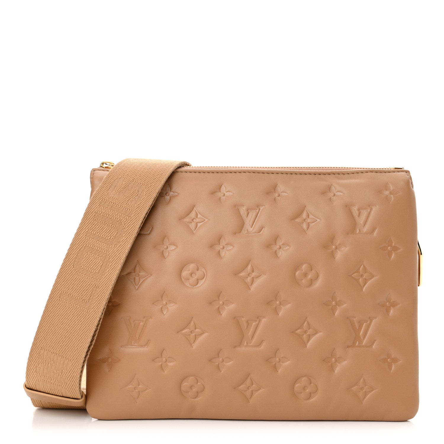 Louis Vuitton Lambskin Embossed Monogram Coussin PM Camel 1 of 10
