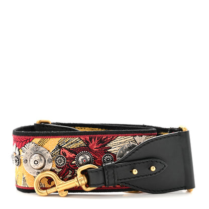 Christian Dior Canvas Embroidered Studded Floral Shoulder Strap Beige Multicolor 1 of 5