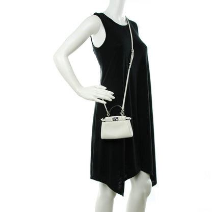 Fendi Shiny Nappa Micro Peekaboo Iconic Satchel White 2 of 8