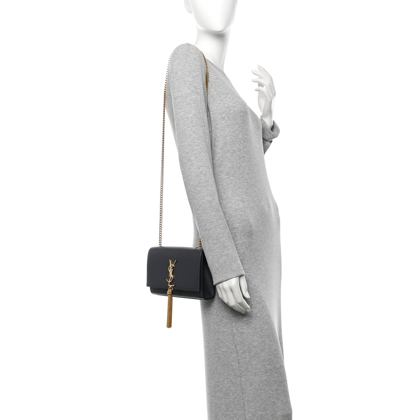Grain De Poudre Small Classic Monogram Kate Tassel Satchel Dark Smog