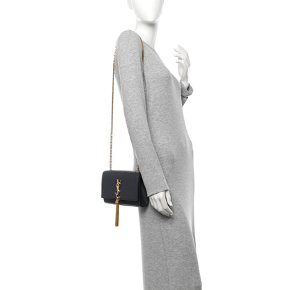 Saint Laurent Grain De Poudre Small Classic Monogram Kate Tassel Satchel Dark Smog 2 of 10