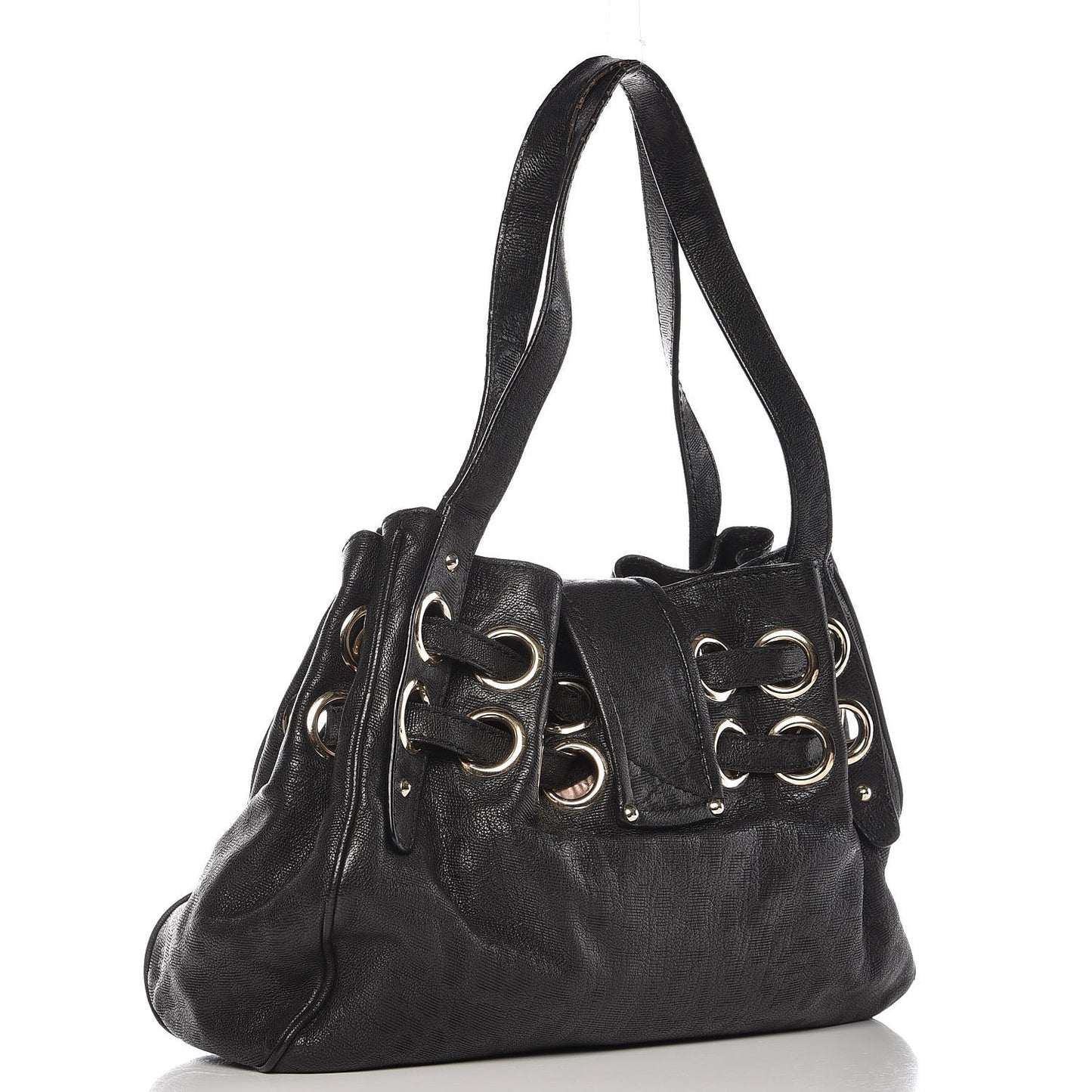 Patent Laser Cut Leopard Print Riki Tote Black