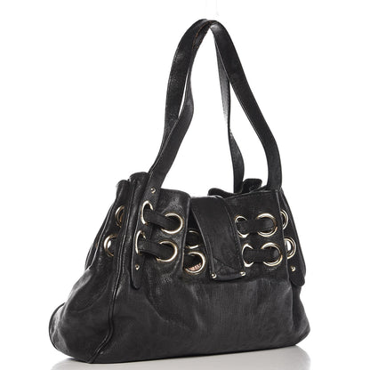Jimmy Choo Patent Laser Cut Leopard Print Riki Tote Black 3 of 10