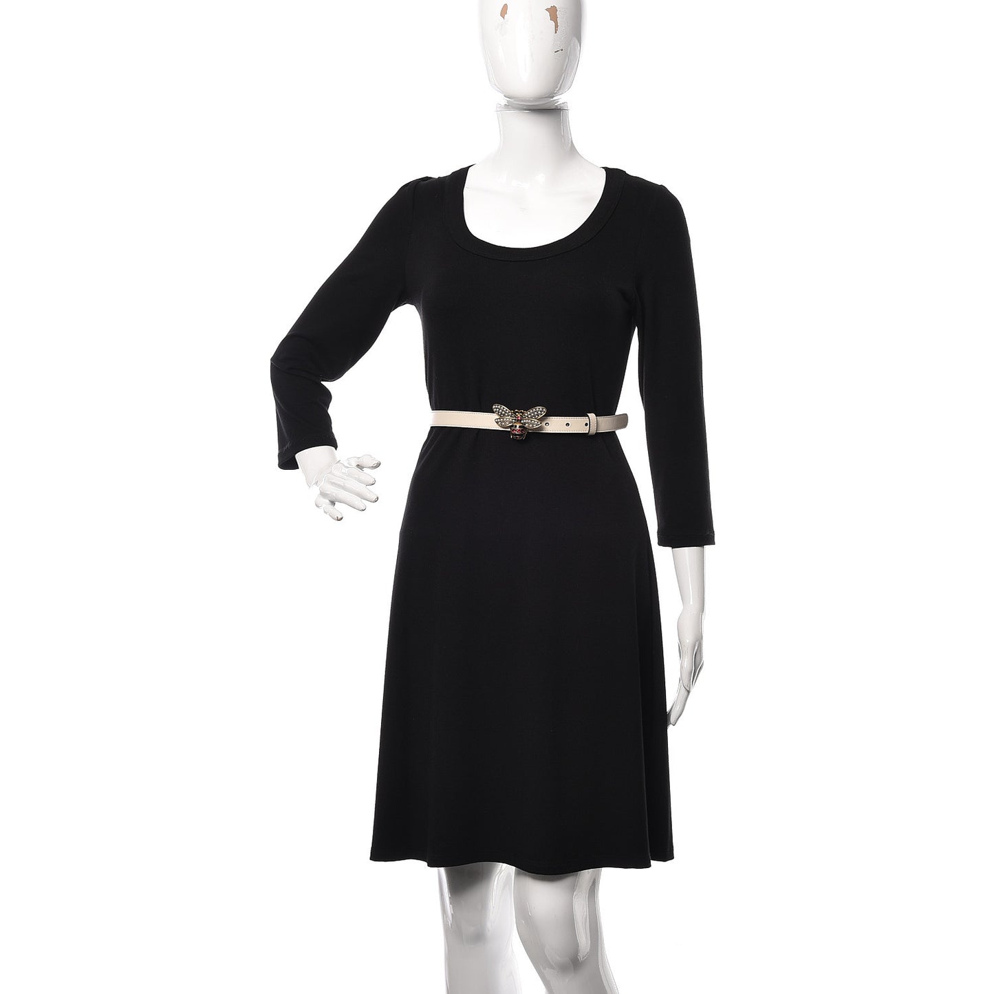 Calfskin Queen Margaret Bee Belt 80 32 White