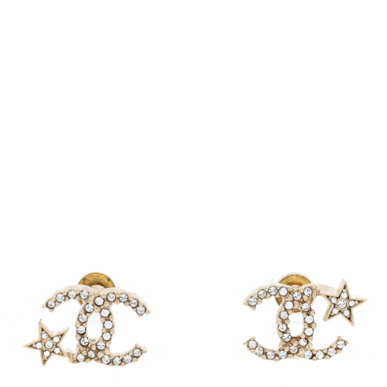 Chanel Crystal CC Starfall Earrings Gold 1 of 5