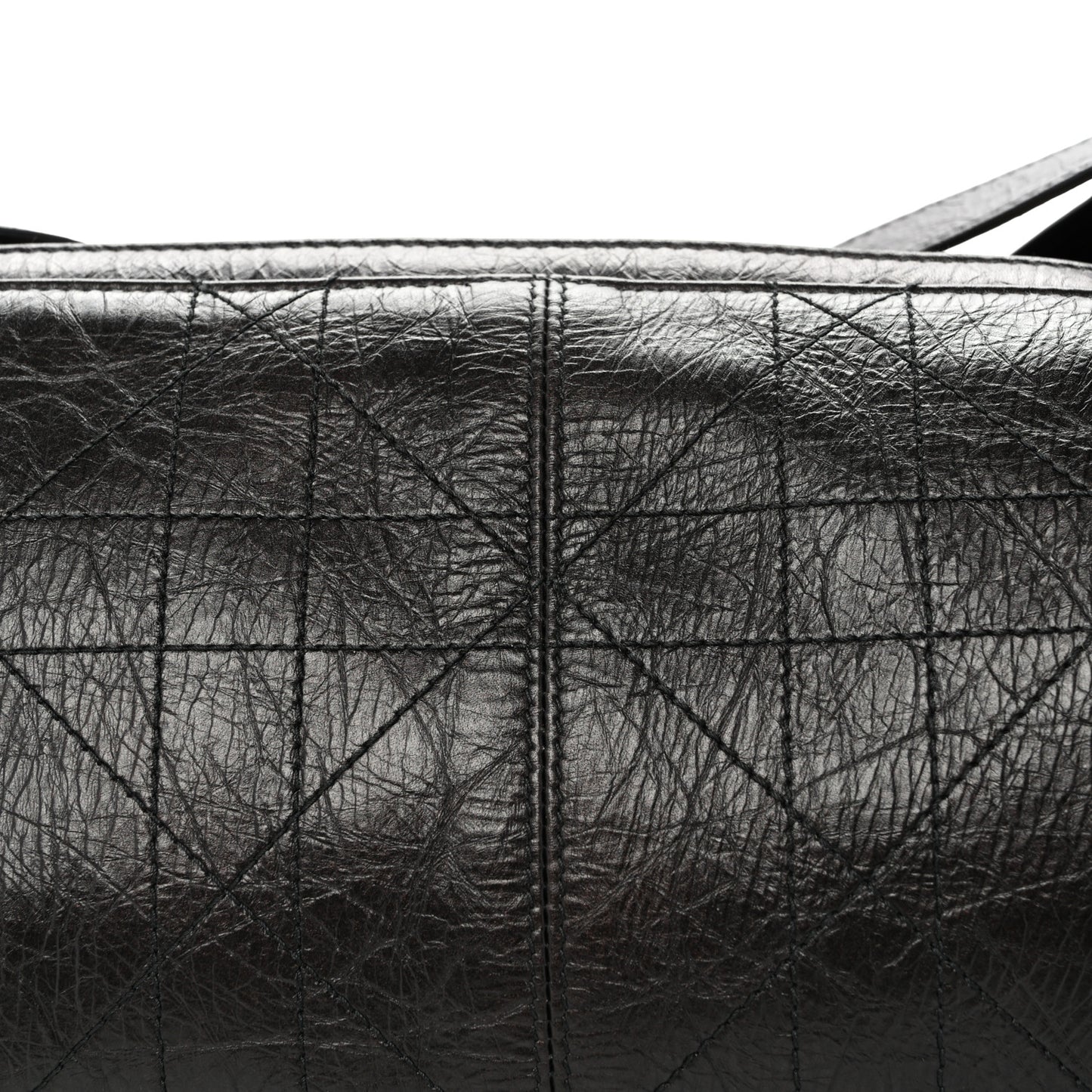 Crinkled Calfskin Macrocannage Small D-Journey Bag Black