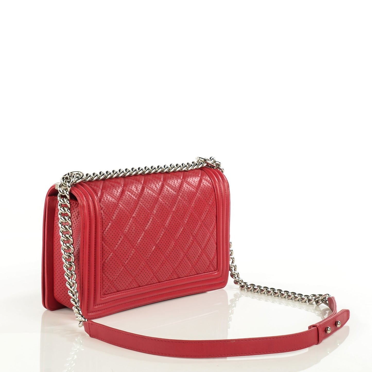 Lambskin Perforated New Medium Boy Flap Red