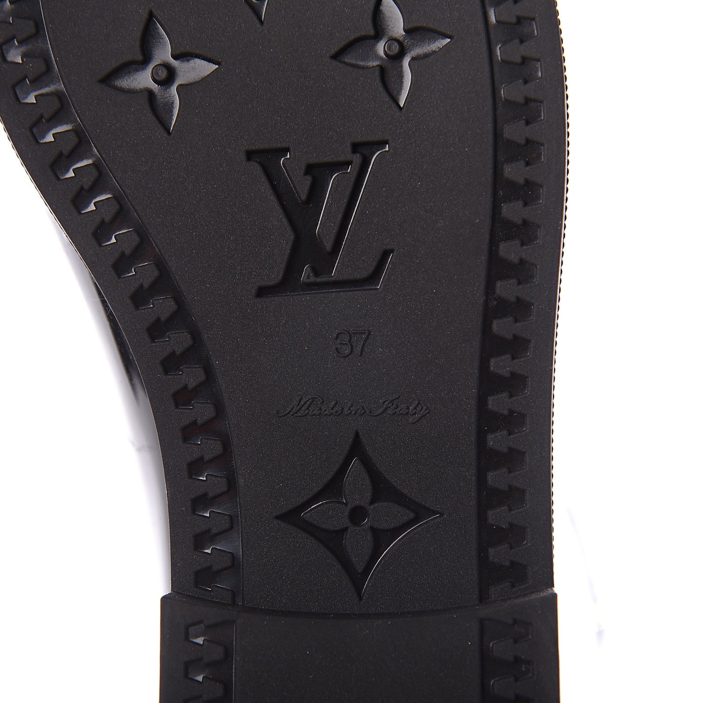 Rubber Embossed Monogram Drops High Rain Boots 37 Black