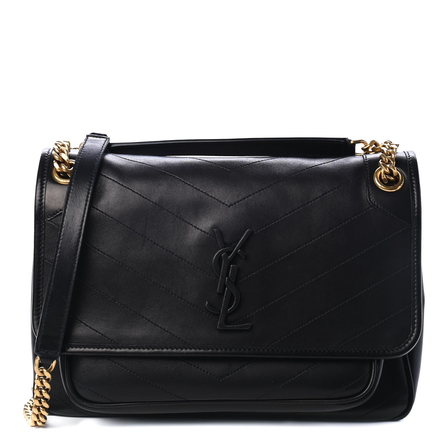 Saint Laurent Lambskin Matelasse Monogram Medium Niki Chain Satchel Black 1 of 4