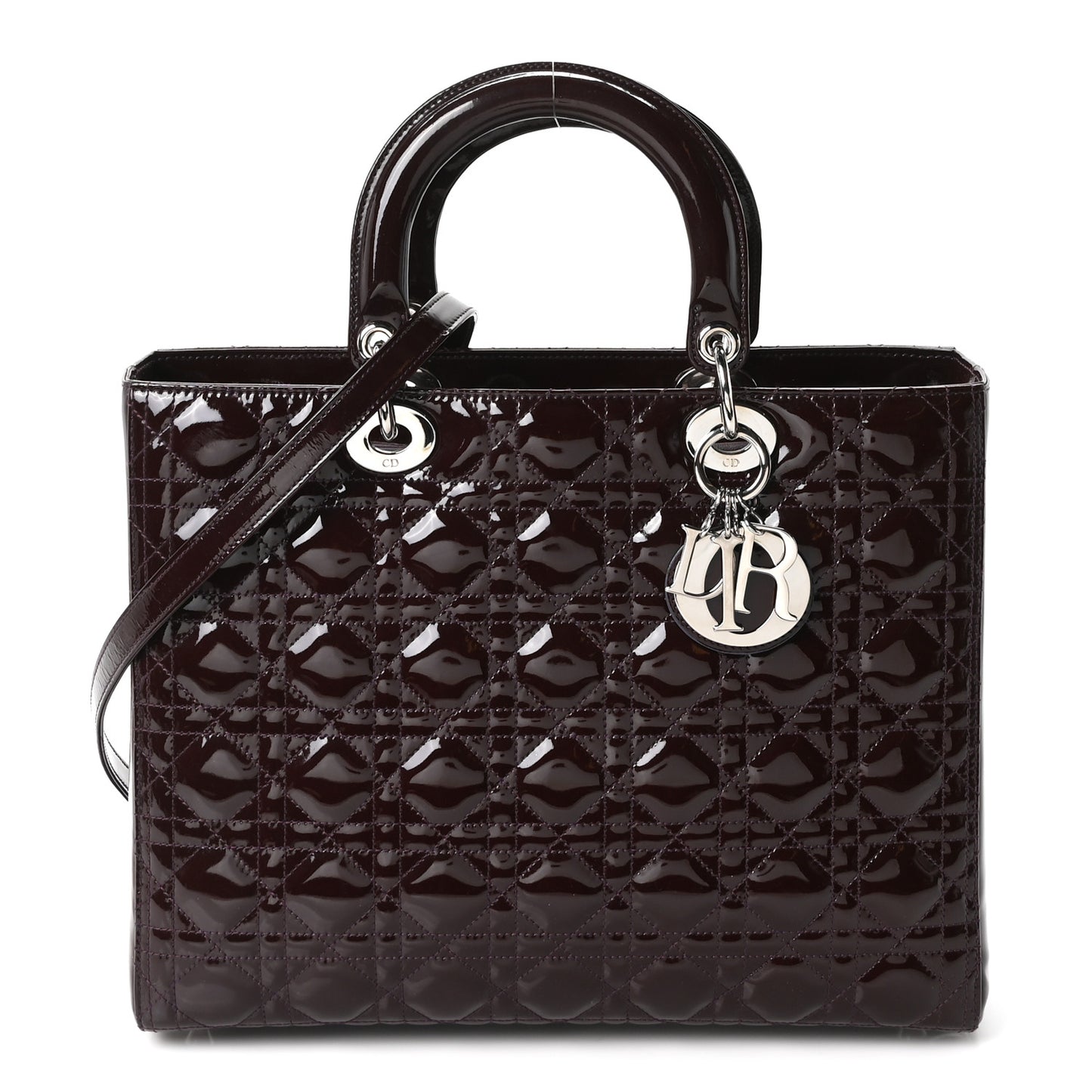 Patent Cannage Large Lady Dior Burgundy