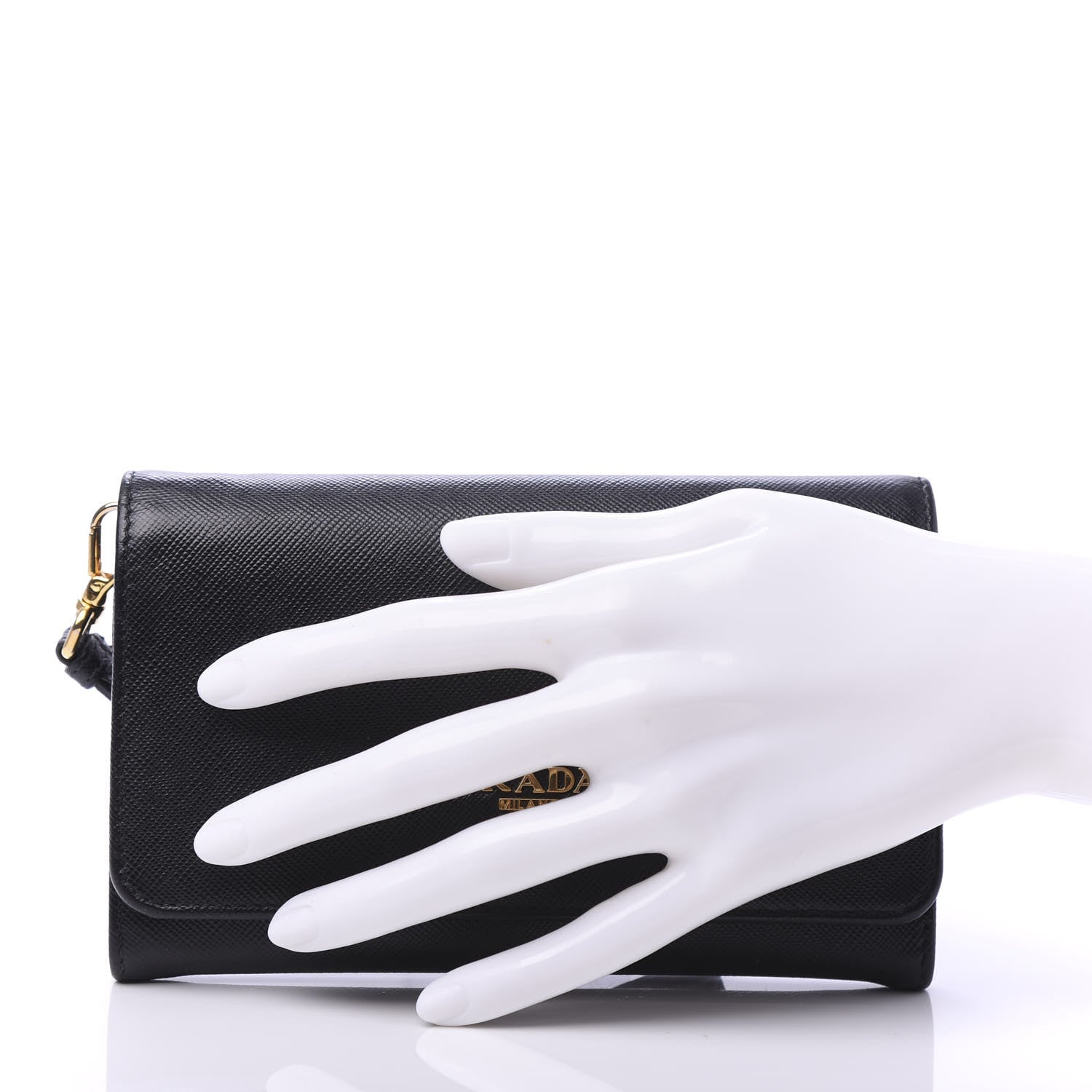 Prada Saffiano Metal Wristlet Black 2 of 9