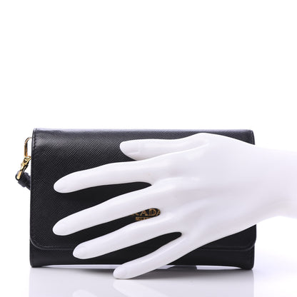 Prada Saffiano Metal Wristlet Black 2 of 9