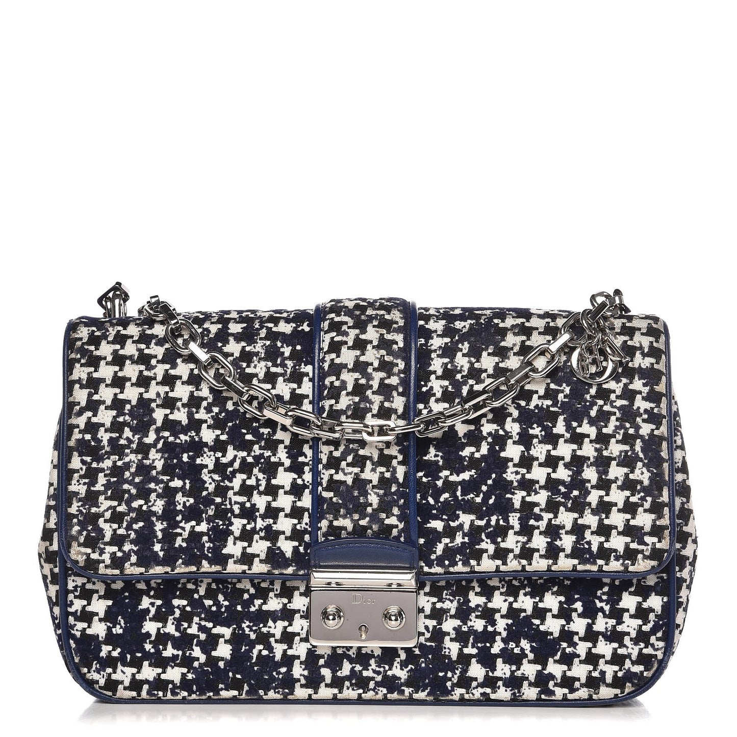 Tweed Medium Miss Dior Flap Black Blue