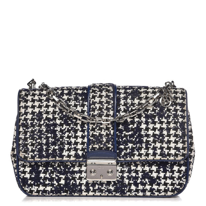Christian Dior Tweed Medium Miss Dior Flap Black Blue 1 of 14