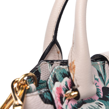 Burberry Soft Grain Calfskin Floral Print Medium Buckle Tote Natural Emerald Green 12 of 12