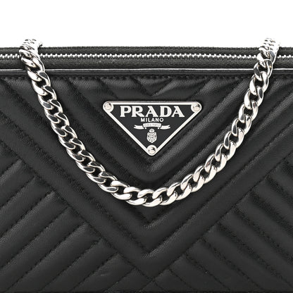 Prada Nappa Impunture Diagramme Mini Double Zip Chain Crossbody Bag Black 10 of 14