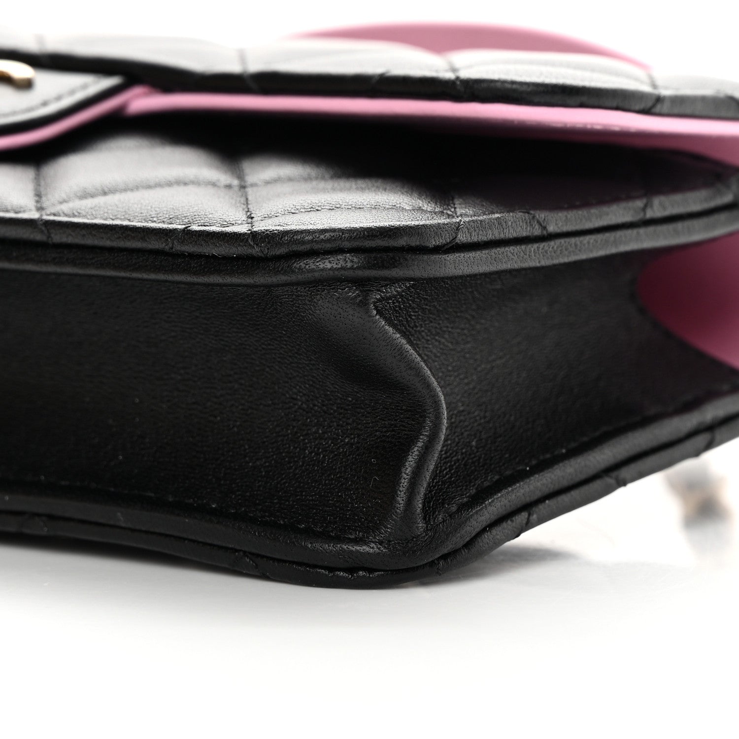 Chanel Lambskin Quilted Flap Phone Holder With Chain Black Lilac 11 of 15