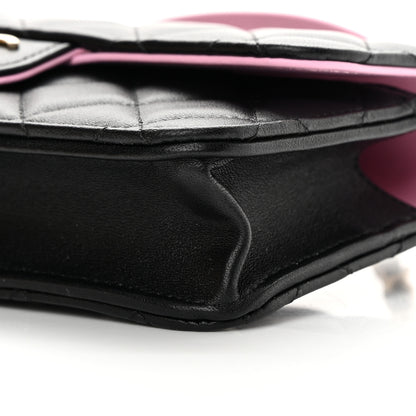 Chanel Lambskin Quilted Flap Phone Holder With Chain Black Lilac 11 of 15