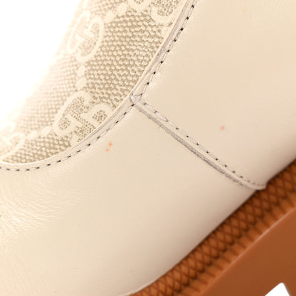 Gucci Kensington Calfskin Nappa GG Supreme Monogram Womens Double Buckle Ankle Boots 36.5 Mystic White Beige 9 of 11
