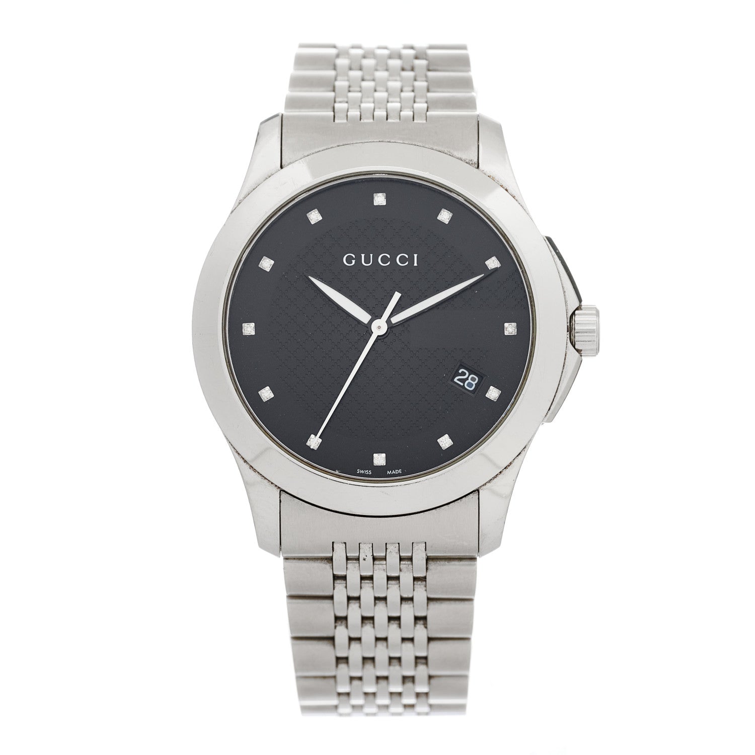 Gucci Stainless Steel Diamond 38mm G-Timeless Quartz Watch Black 1 of 5