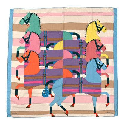 Hermes Cashmere Silk Rocabar Shawl 140 Bleu Ciel Rose Multicolor 1 of 3