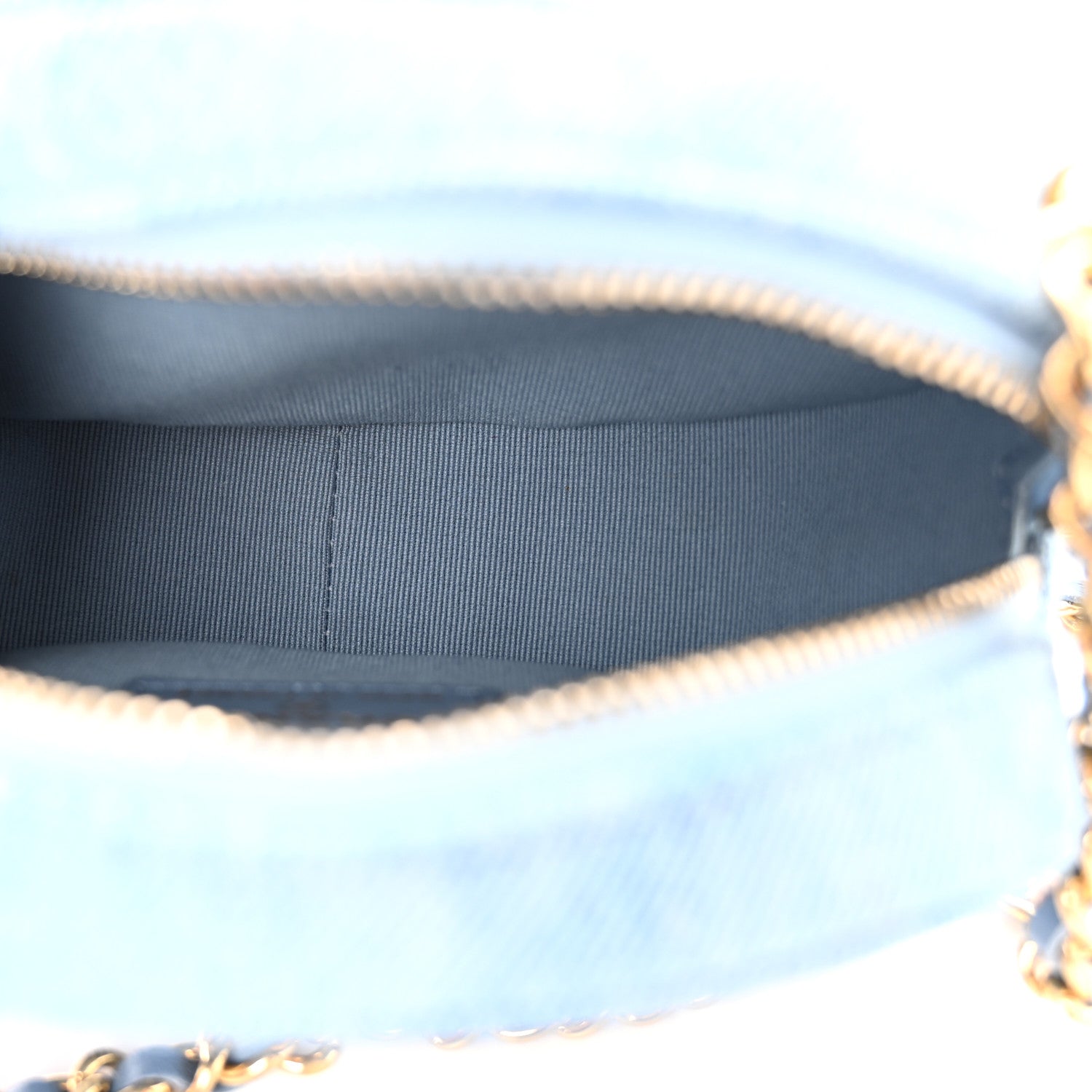 Chanel Denim Printed Chain Clutch Dark Blue 5 of 10