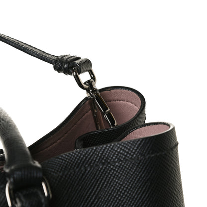 Prada Saffiano Cuir Large Double Bag Black Mughetto 13 of 13