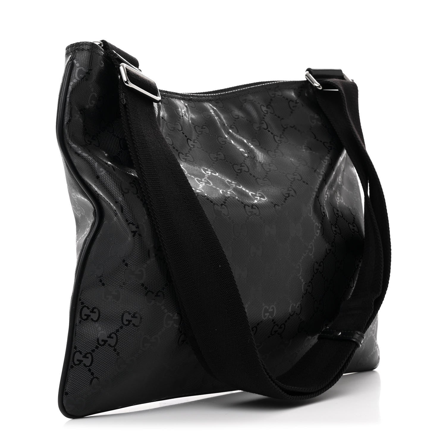 Gucci Imprime Monogram Medium Flat Messenger Bag Black 3 of 10