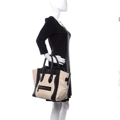 Celine Natural Canvas Smooth Calfskin Mini Luggage Cream 2 of 16