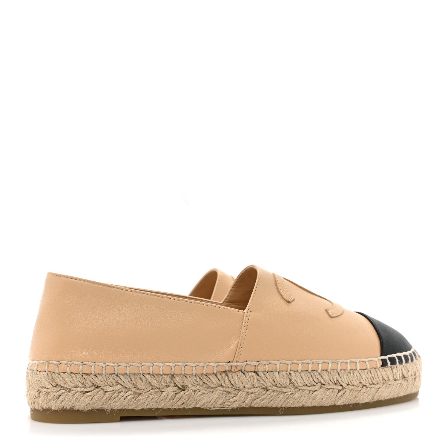 Chanel Lambskin CC Espadrilles 38 Beige Black 4 of 8