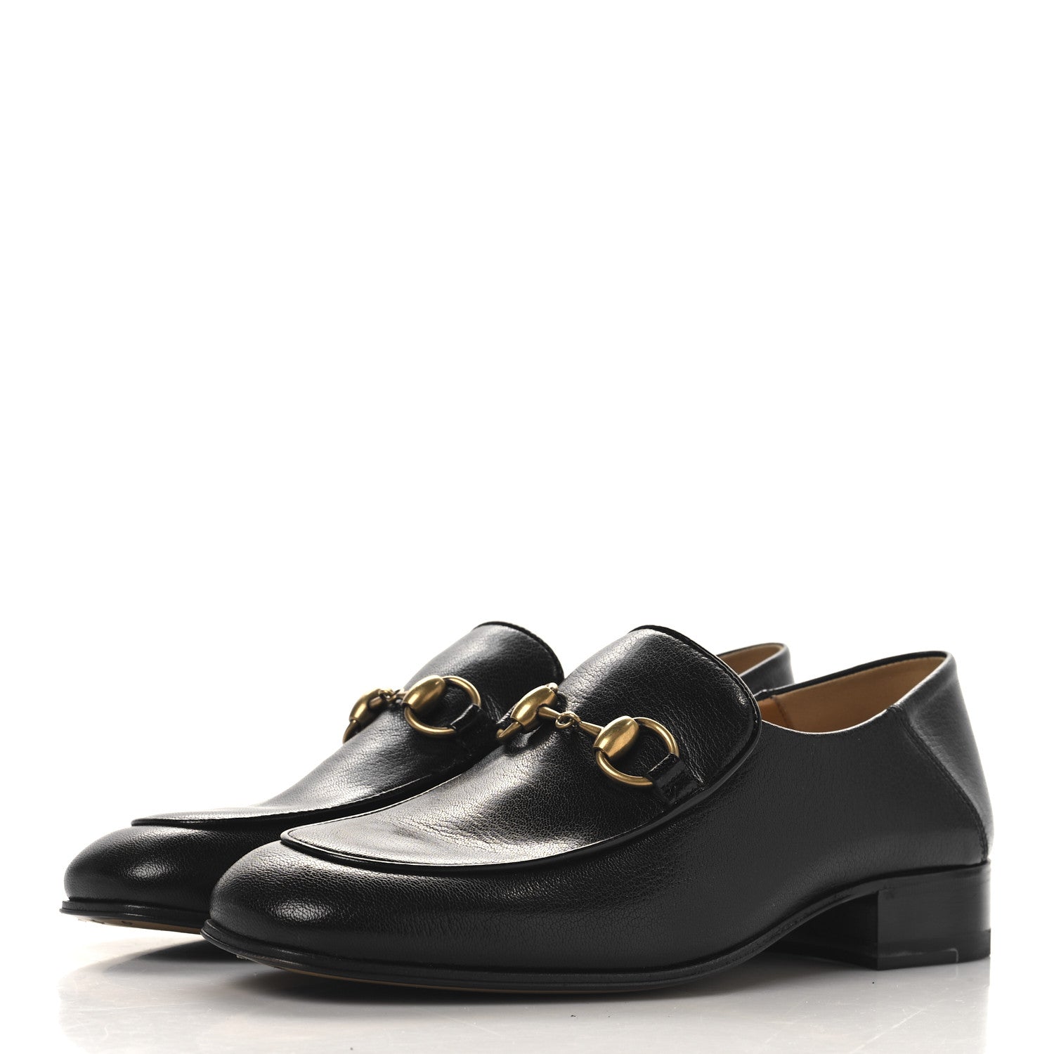Gucci Goatskin Womens Horsebit Mid-Heel Loafers 37 Black 4 of 10
