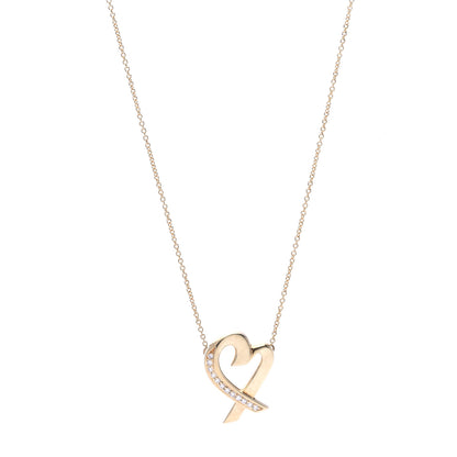 Tiffany 18K Yellow Gold Diamond Large Paloma Picasso Loving Heart Pendant Necklace 1 of 7